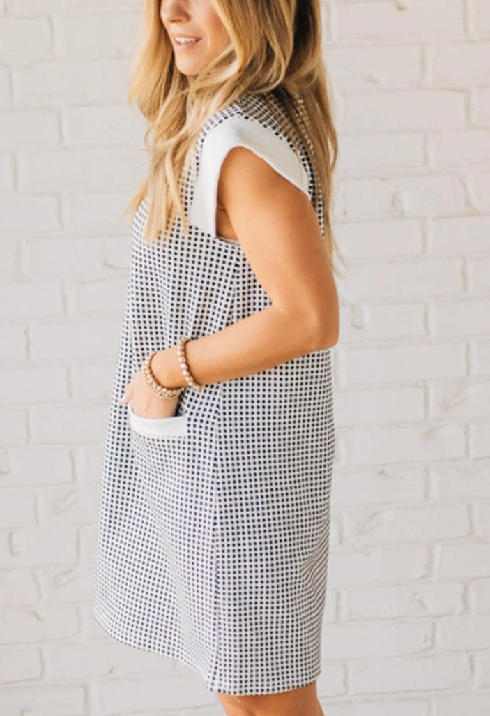 Tiny Check Contrast Shift Dress