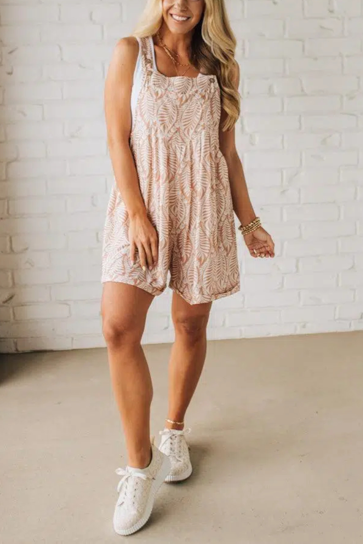 Leafy Print Shortalls