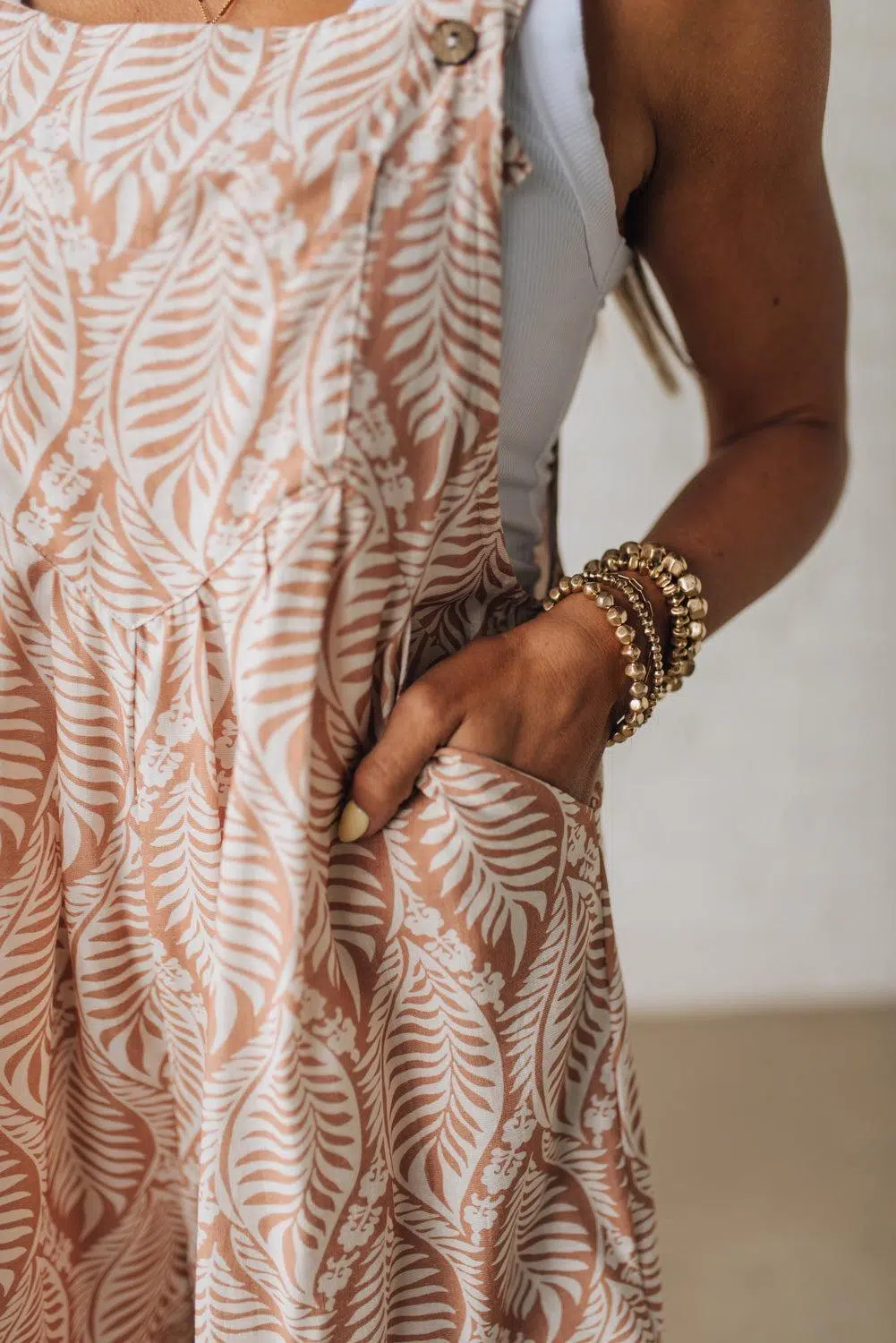 Leafy Print Shortalls