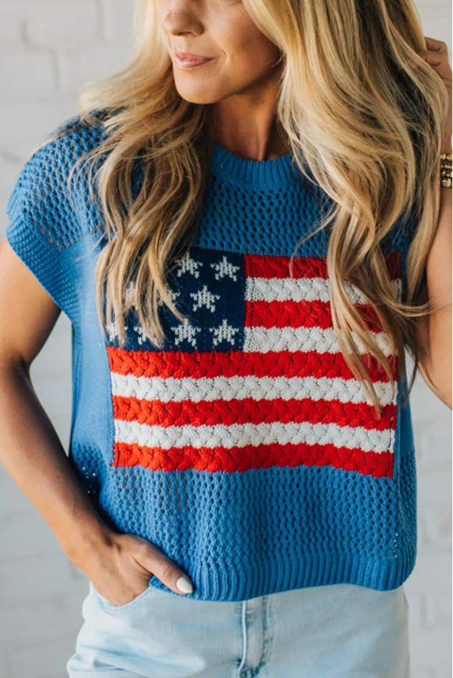 Sweater Mesh USA Top