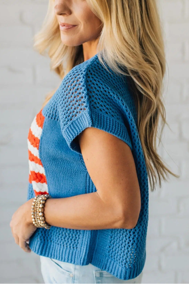 Sweater Mesh USA Top