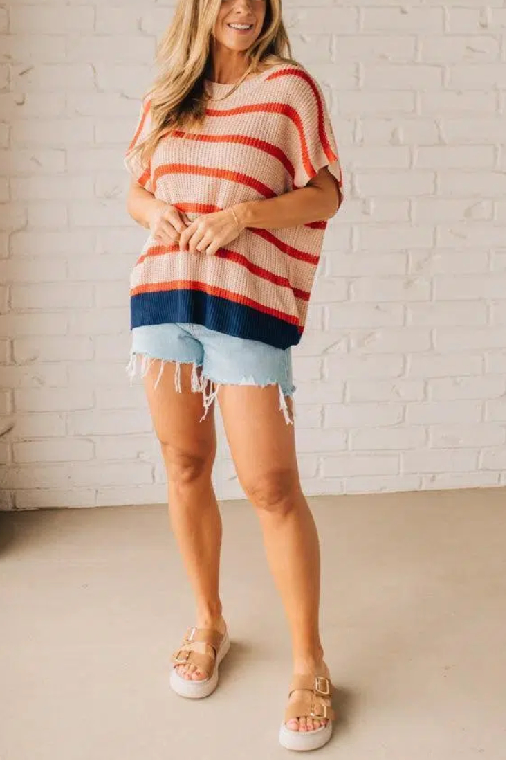 Vintage Stripe Drop Shoulder Sweater