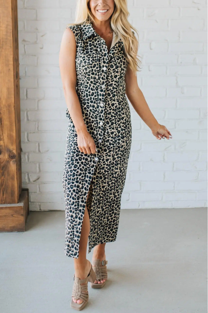 Spicy Denim Leopard Dress