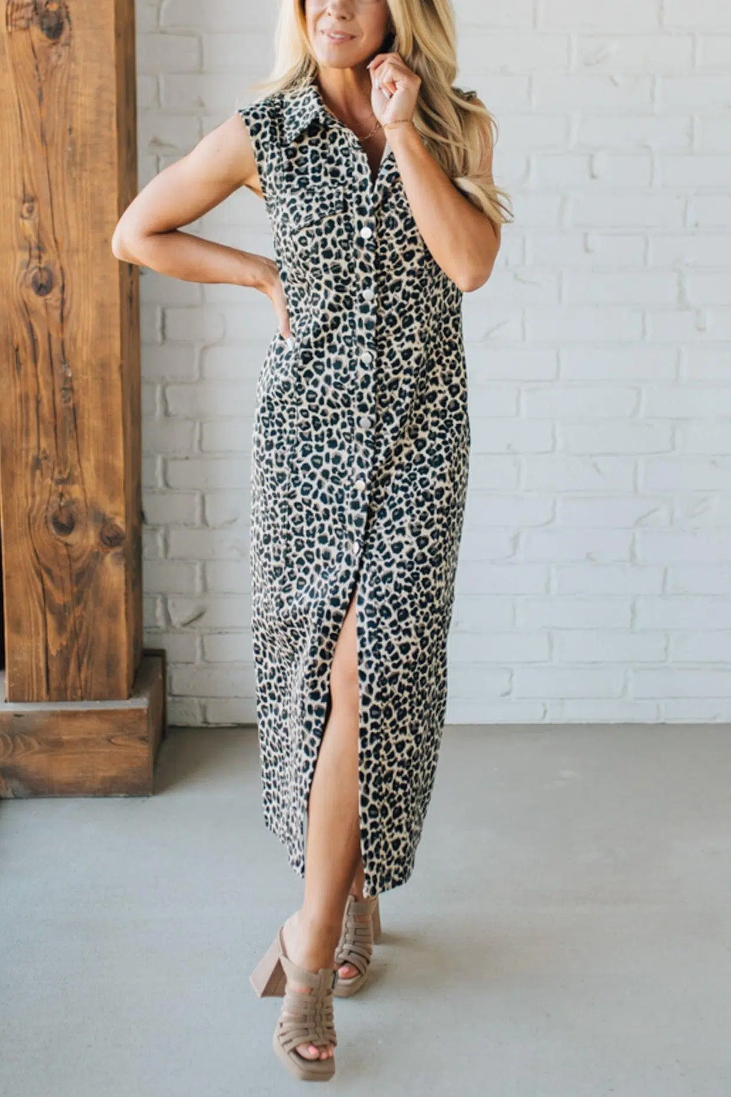 Spicy Denim Leopard Dress