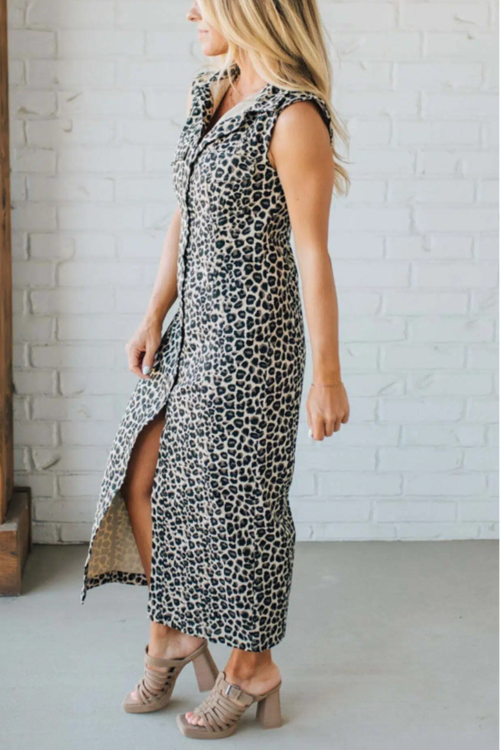 Spicy Denim Leopard Dress