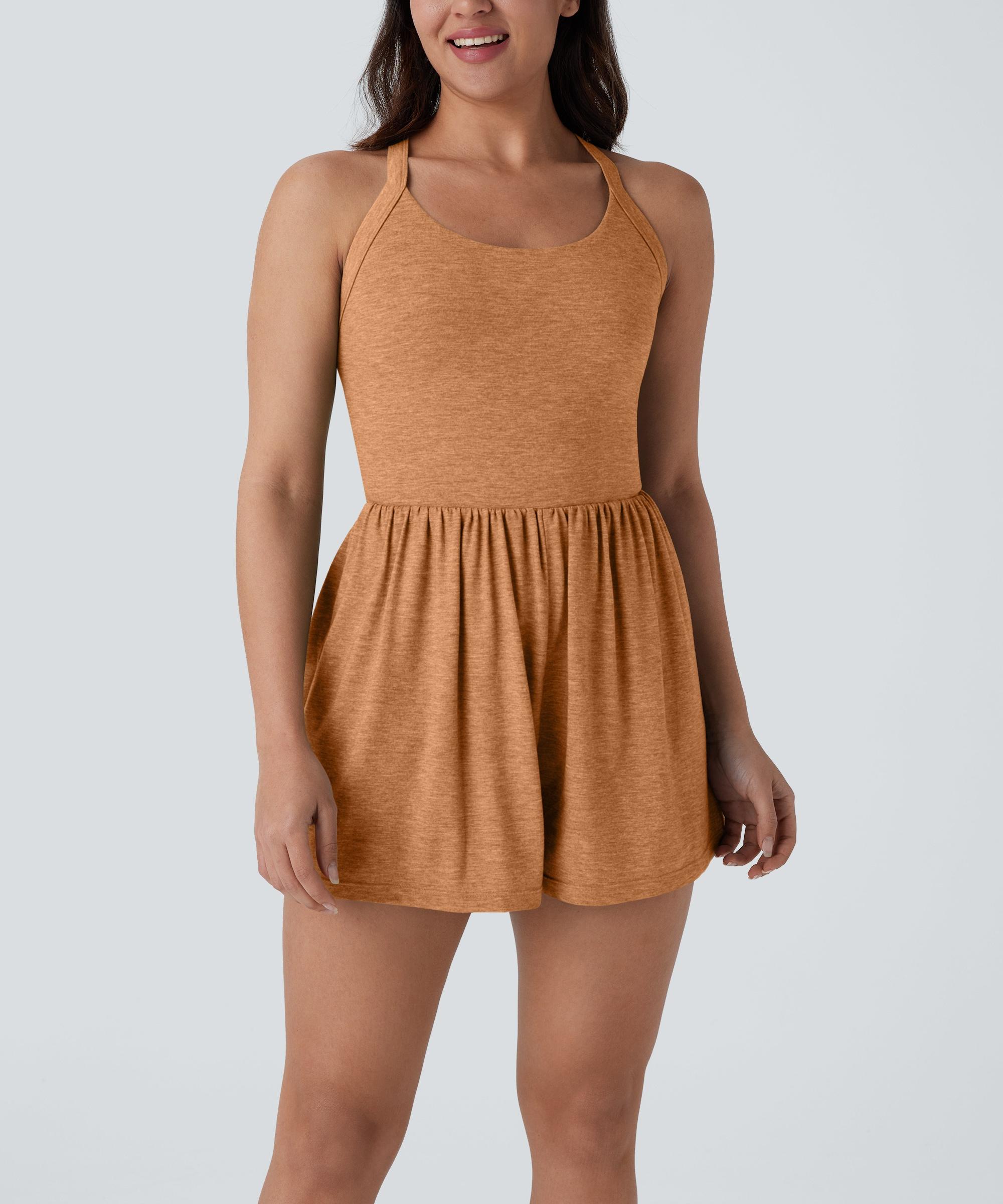 Backless Twisted Side Pocket 2-in-1 Resort Playsuits