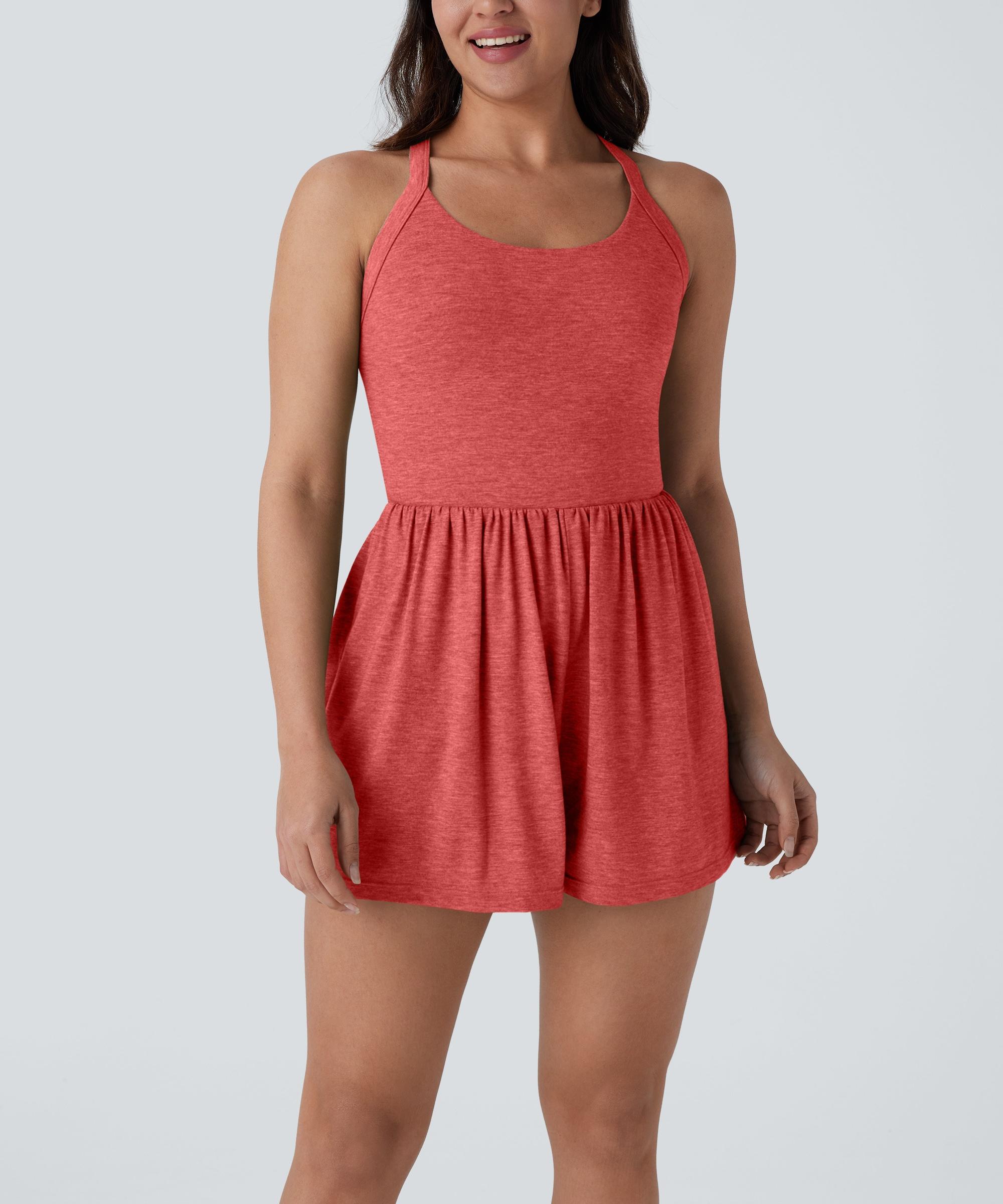 Backless Twisted Side Pocket 2-in-1 Resort Playsuits