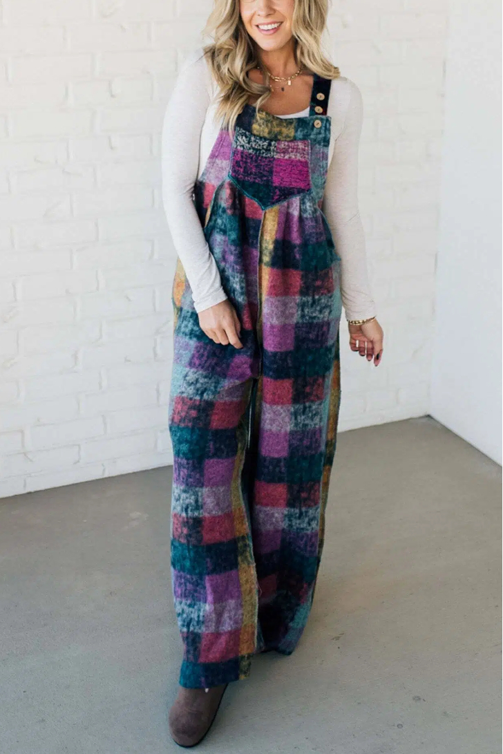 Brushed Multi Check Overalls
