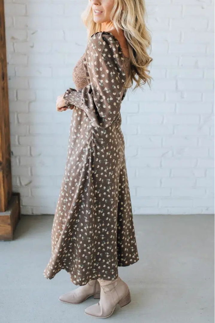 Beth Lace Accent Floral Dress