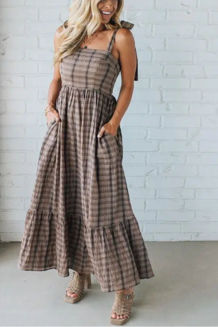Tartan Cotton Maxi Dress