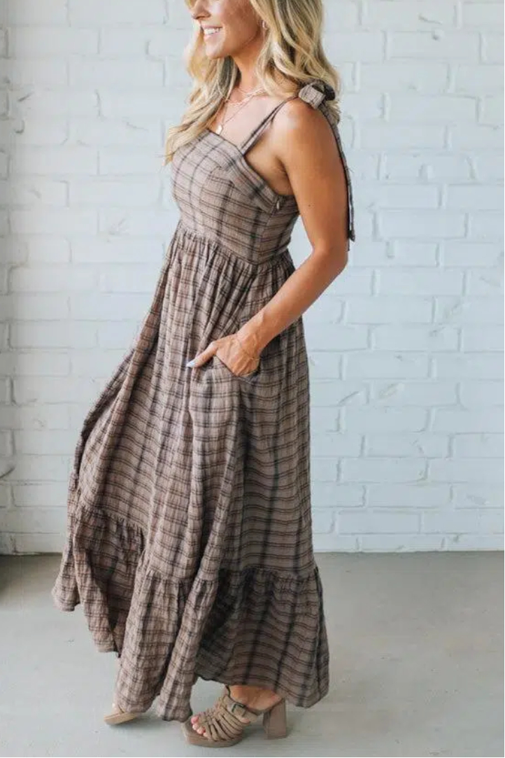 Tartan Cotton Maxi Dress