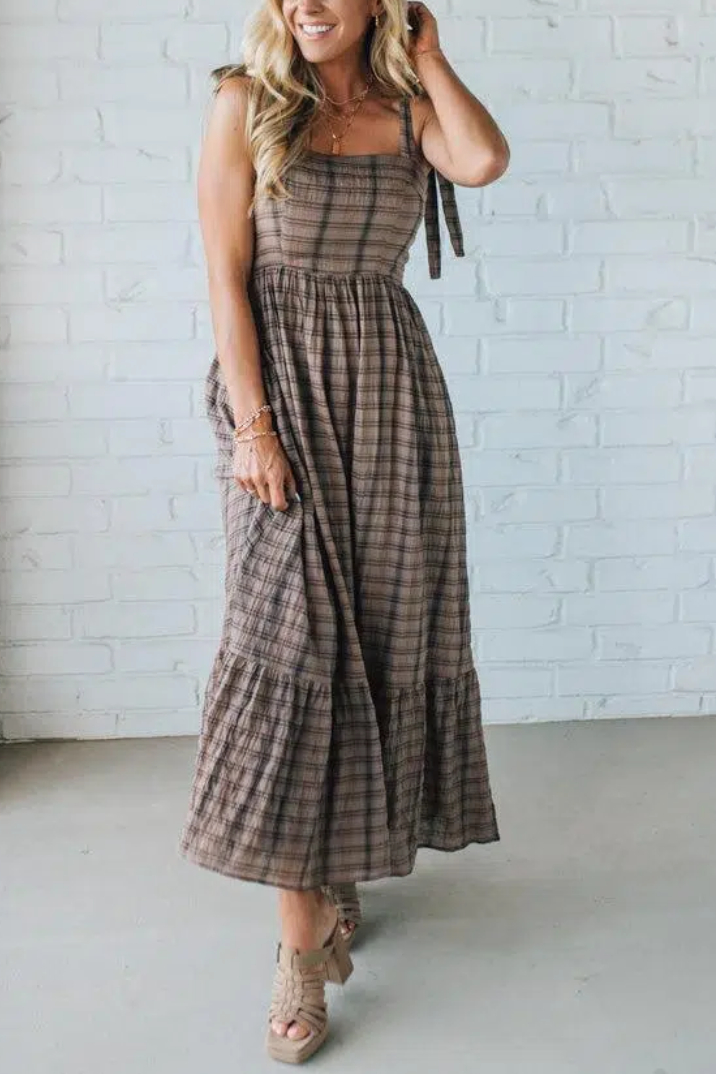 Tartan Cotton Maxi Dress