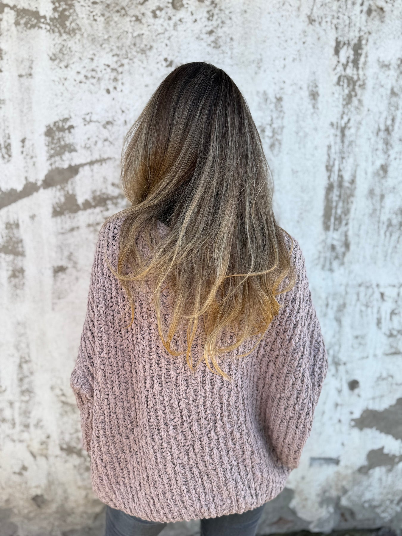 Lady's V-neck Knitted Sweater