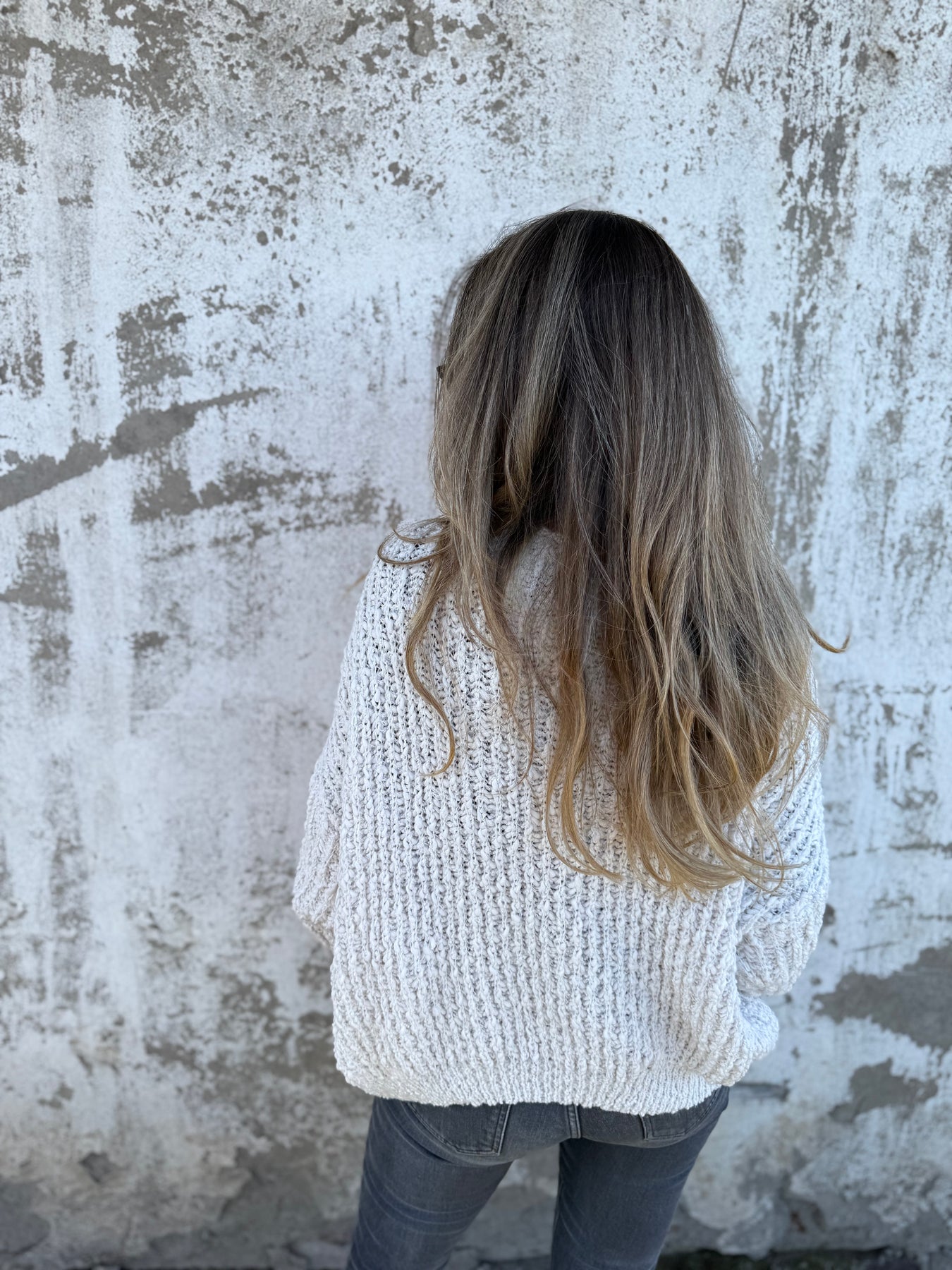 Lady's V-neck Knitted Sweater