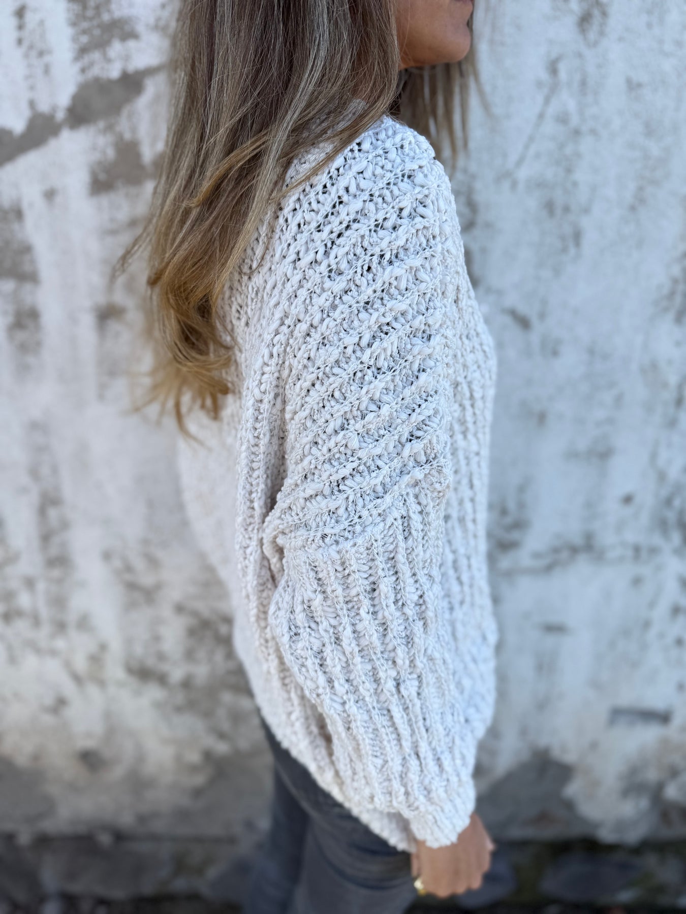 Lady's V-neck Knitted Sweater