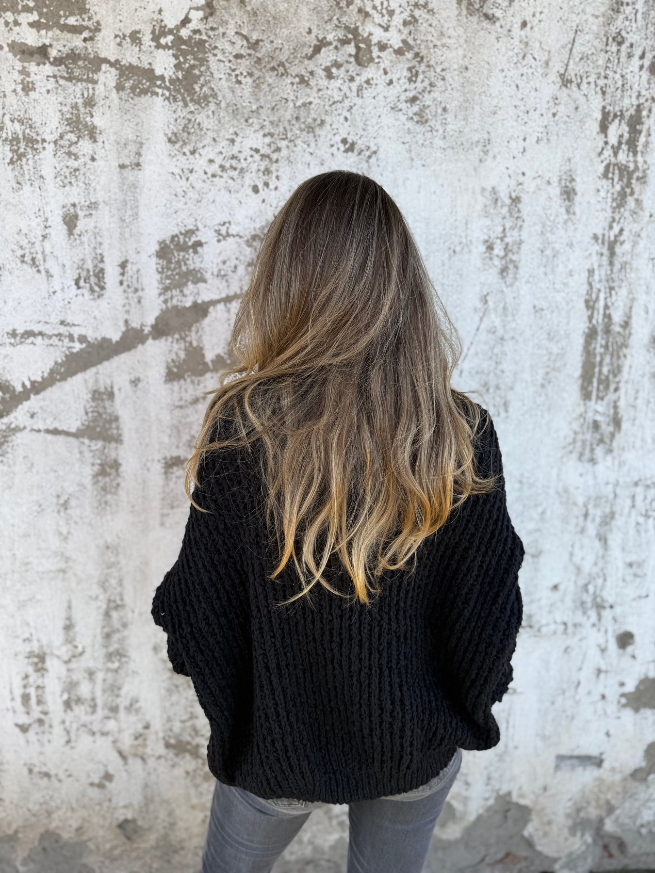 Lady's V-neck Knitted Sweater