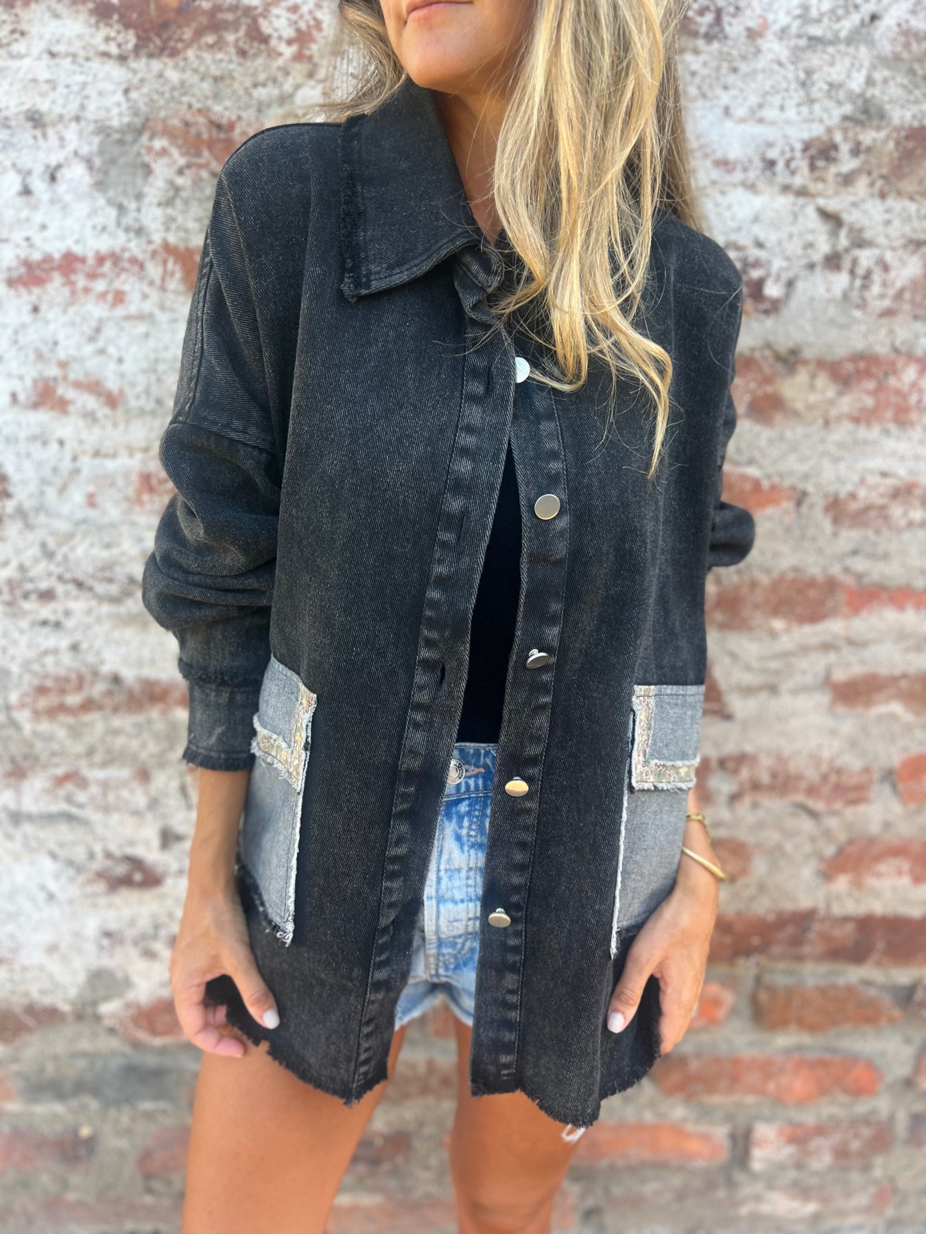 Women's Denim Patchwork Coat