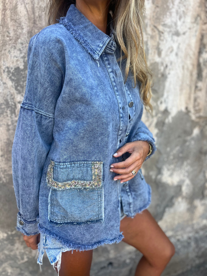 Women's Denim Patchwork Coat