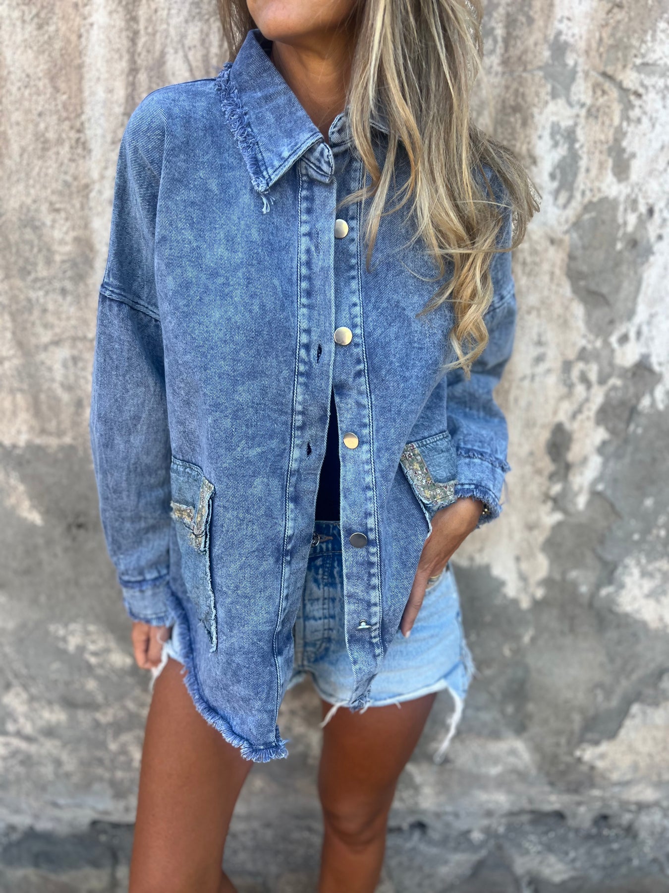 Women's Denim Patchwork Coat
