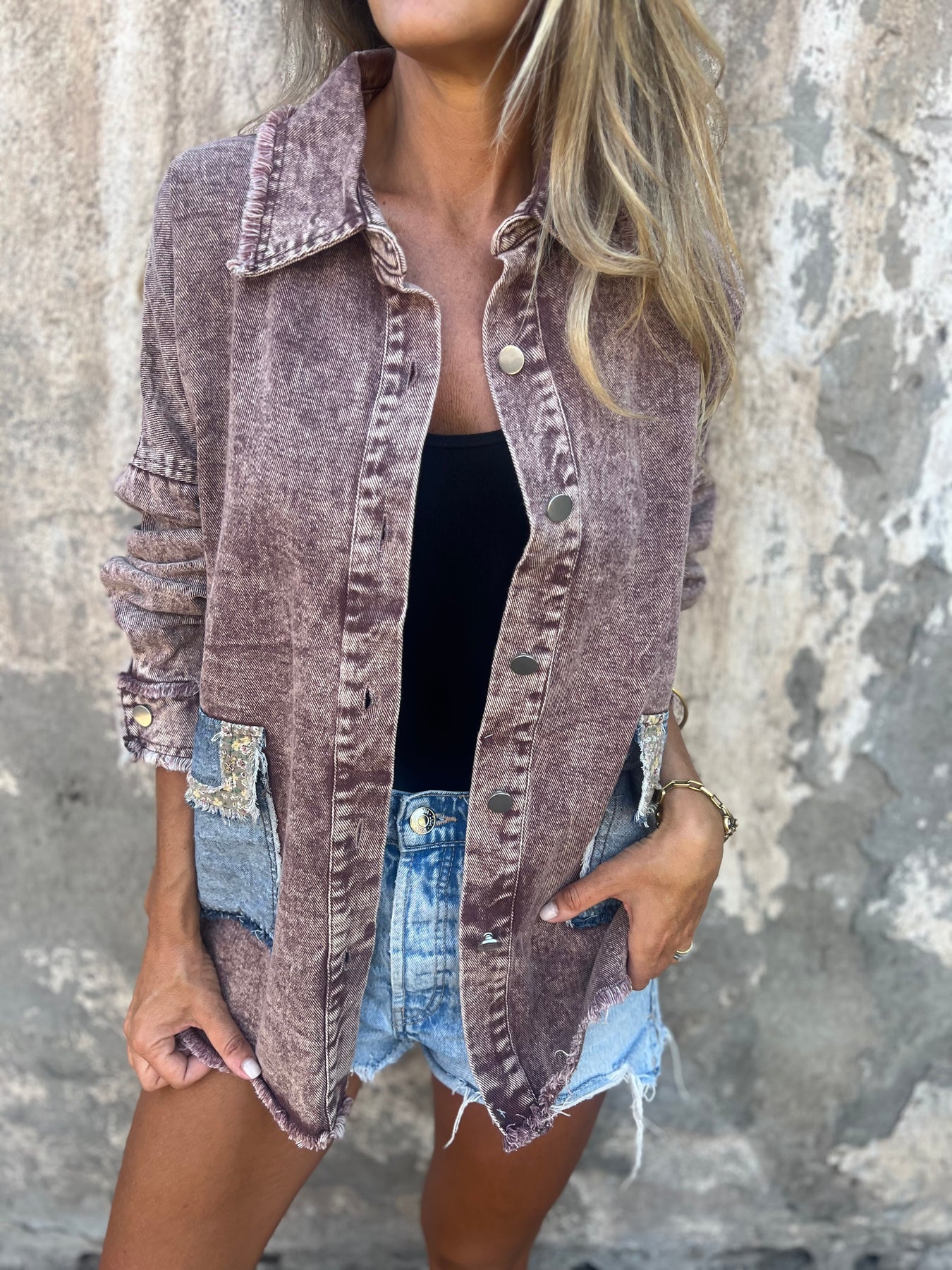 Women's Denim Patchwork Coat