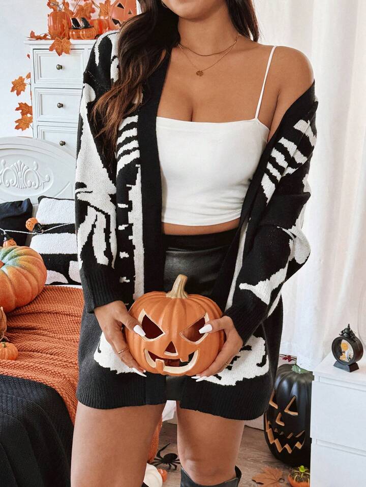Women's Fall & Winter Halloween Skeleton Print Sweater