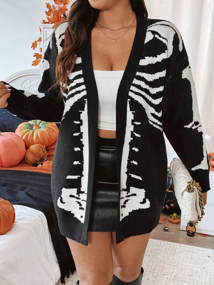 Women's Fall & Winter Halloween Skeleton Print Sweater
