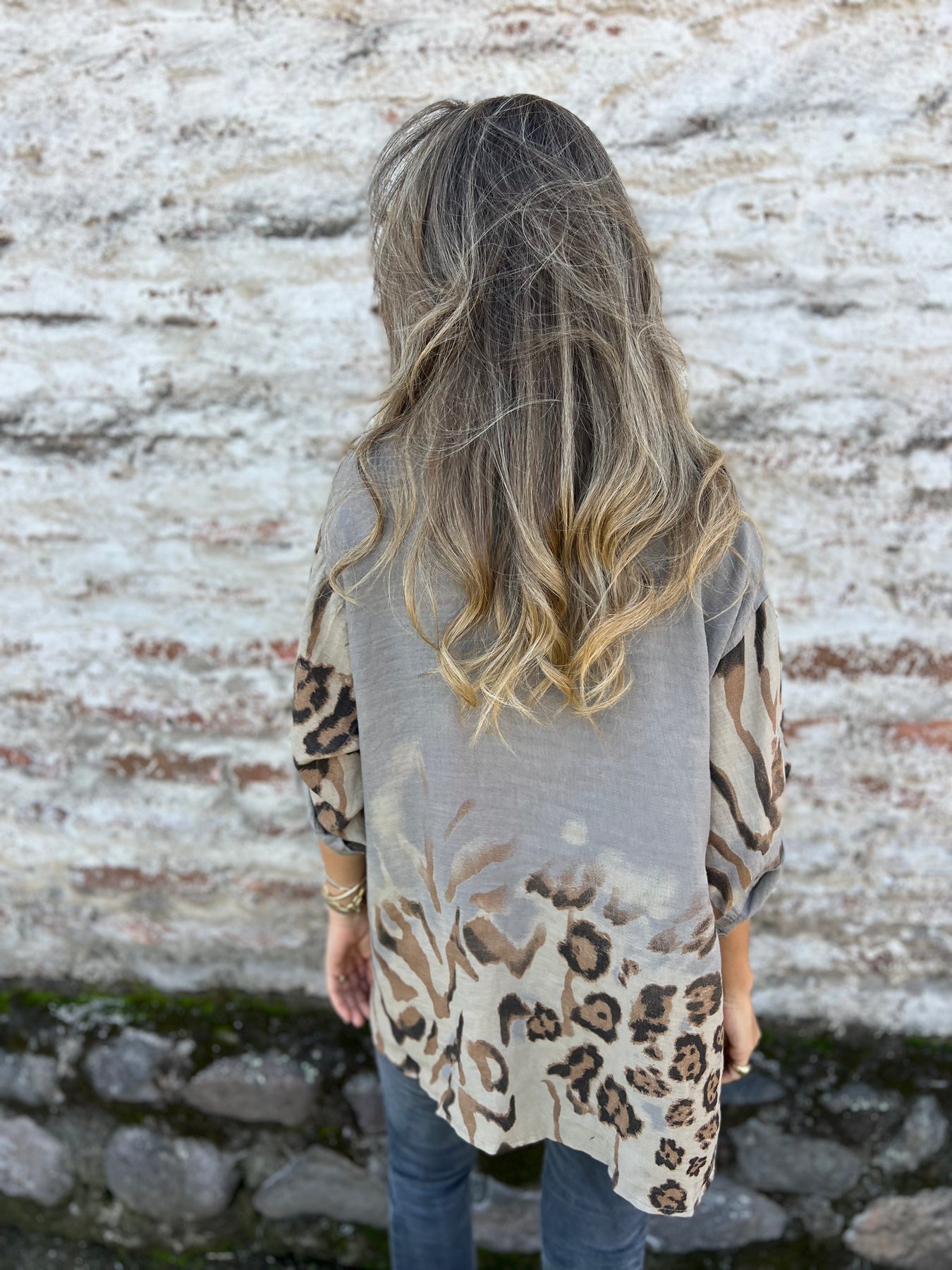 Leopard-printed Denim Shirt