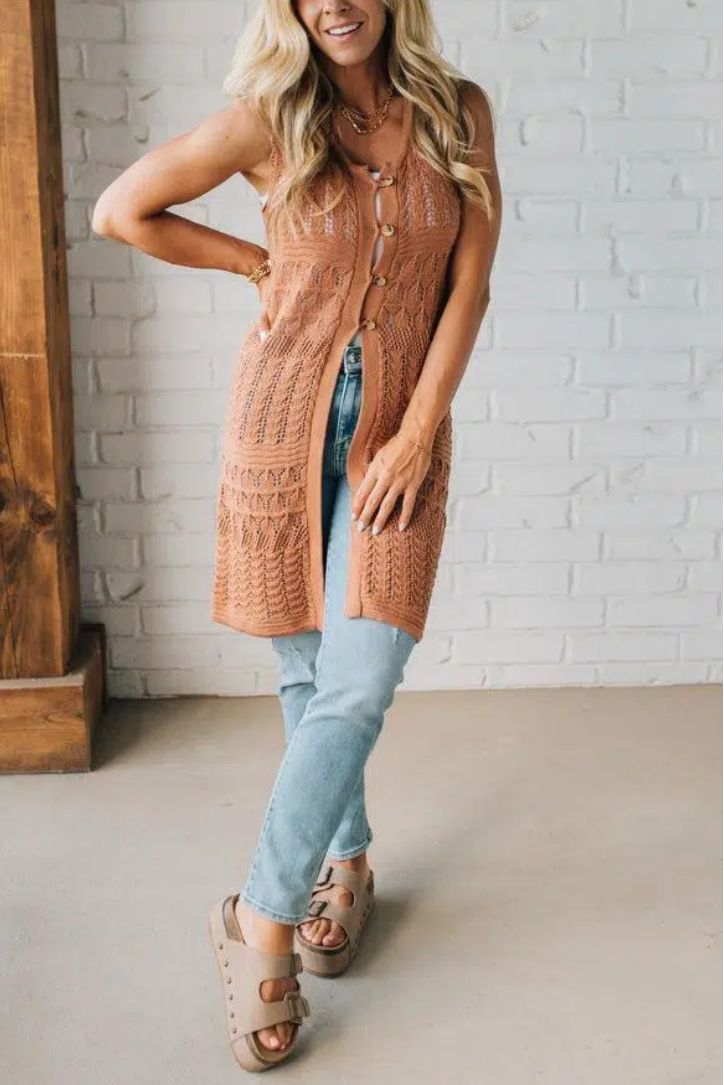 Chrisa Crochet Knit Duster