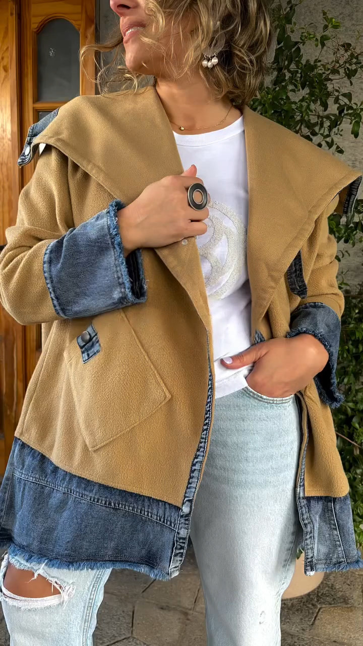 Ladies Lapel Spliced Casual Jacket