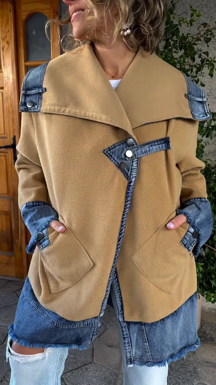 Ladies Lapel Spliced Casual Jacket