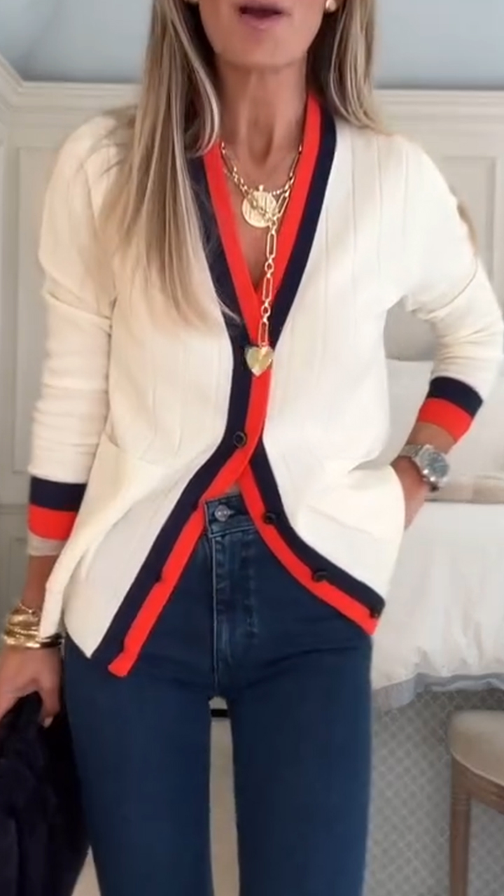 Women Round Neck Breasted Casual Cardigan Sweater