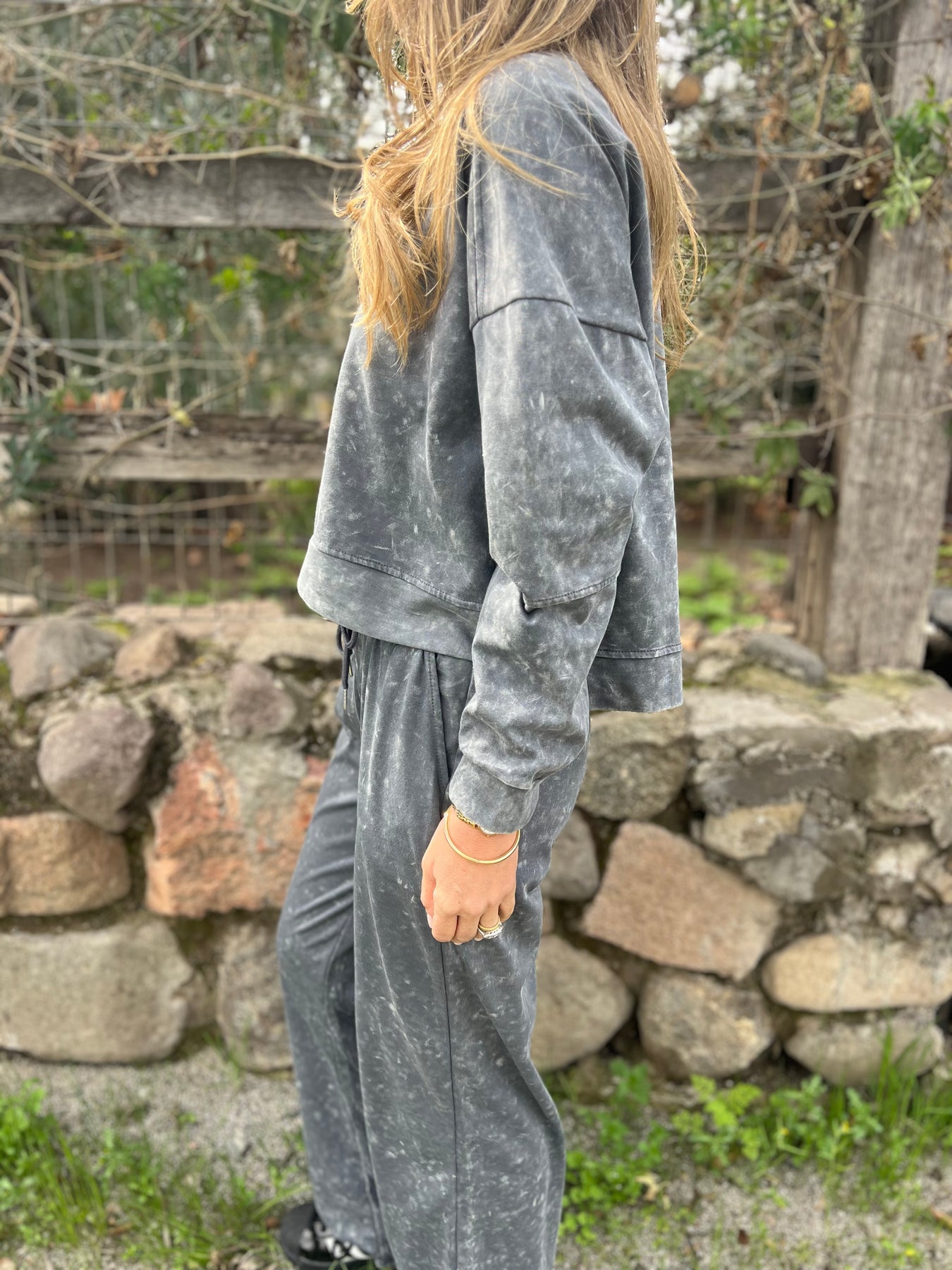 Washed Denim Pullover & Pants Set