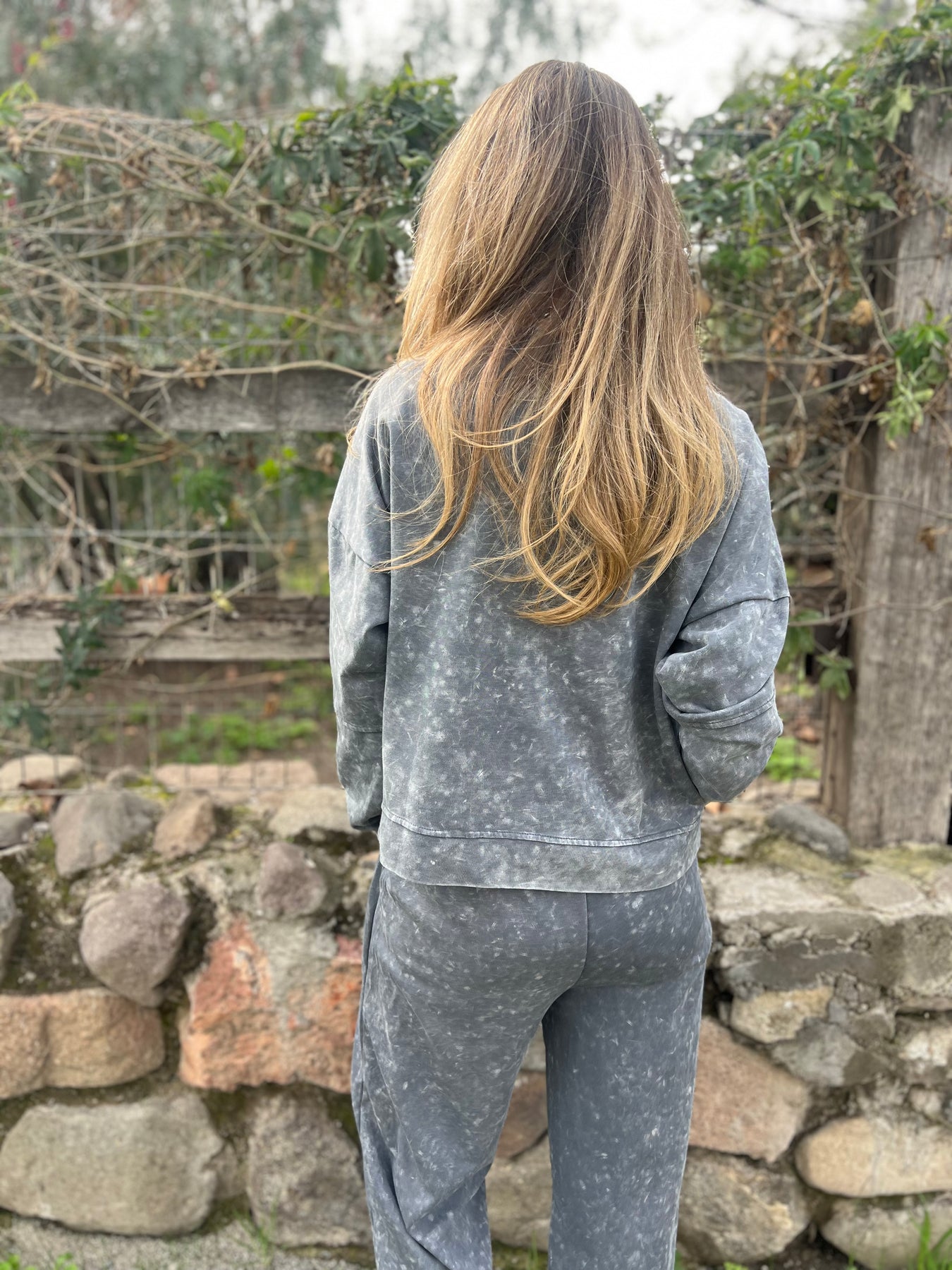Washed Denim Pullover & Pants Set