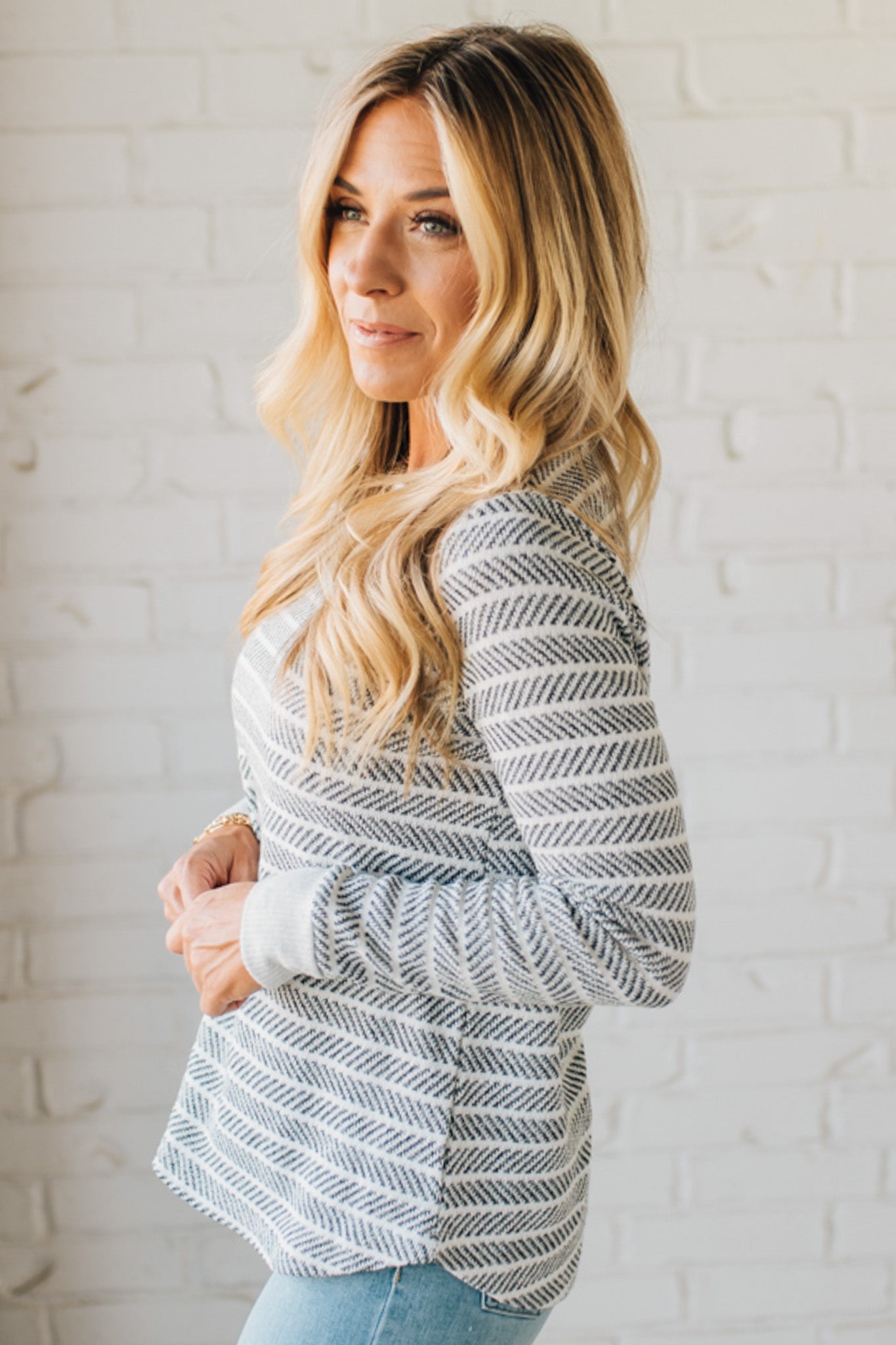 Morse Long Sleeve Mini-Stripe Top