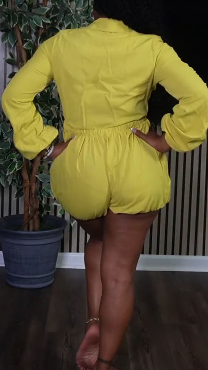 Long Sleeve Cargo Romper