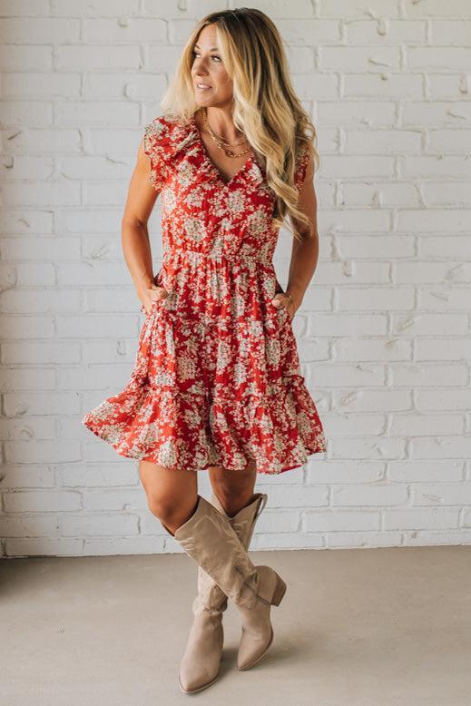 Floral lotus leaf layered skirt