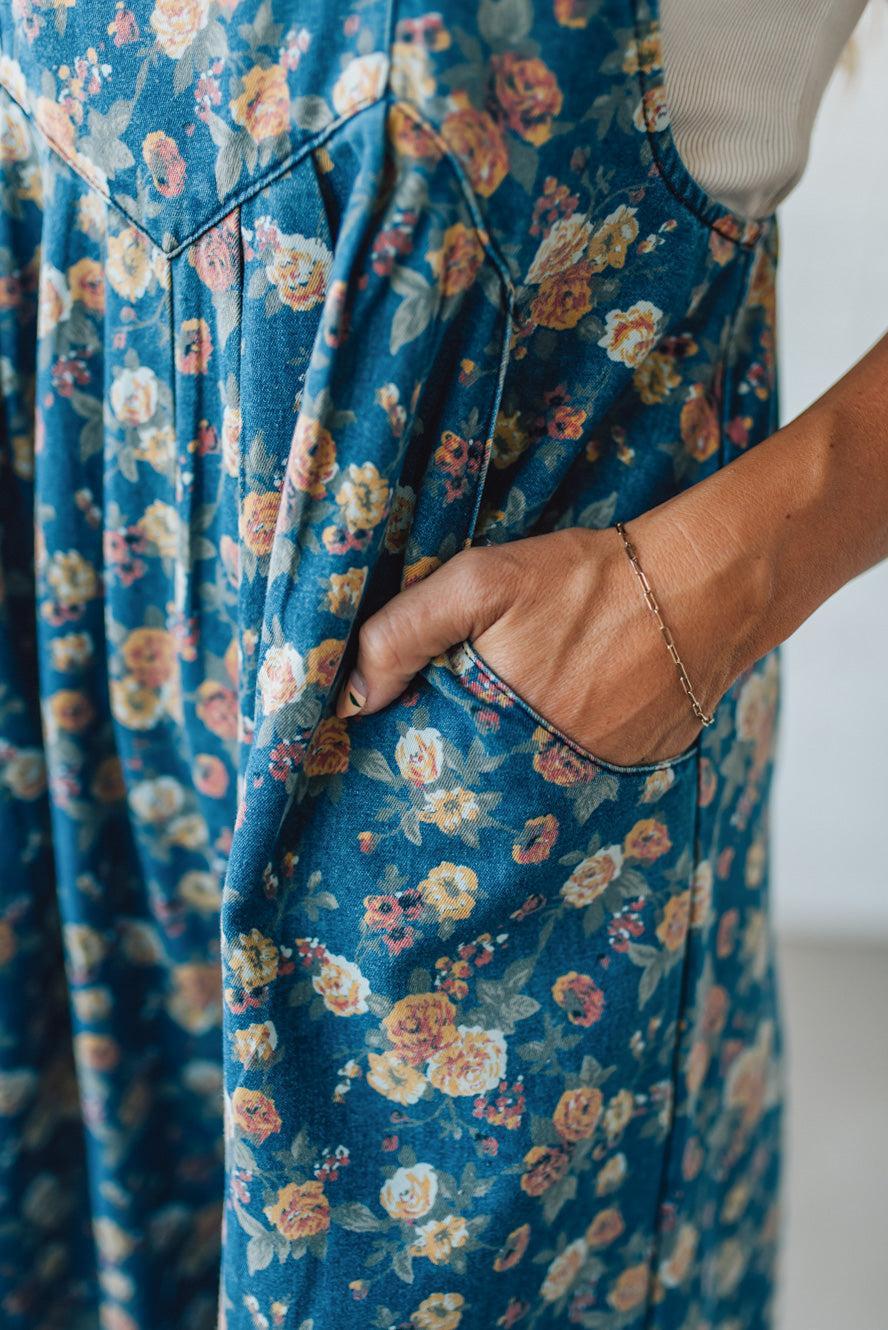 Vintage Rose Denim Overalls