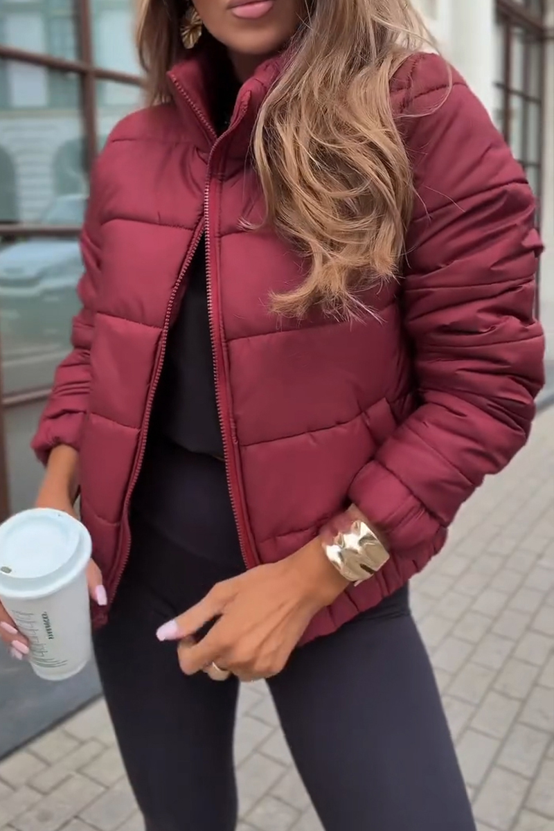 Women Stand Collar Casual Cotton Jacket
