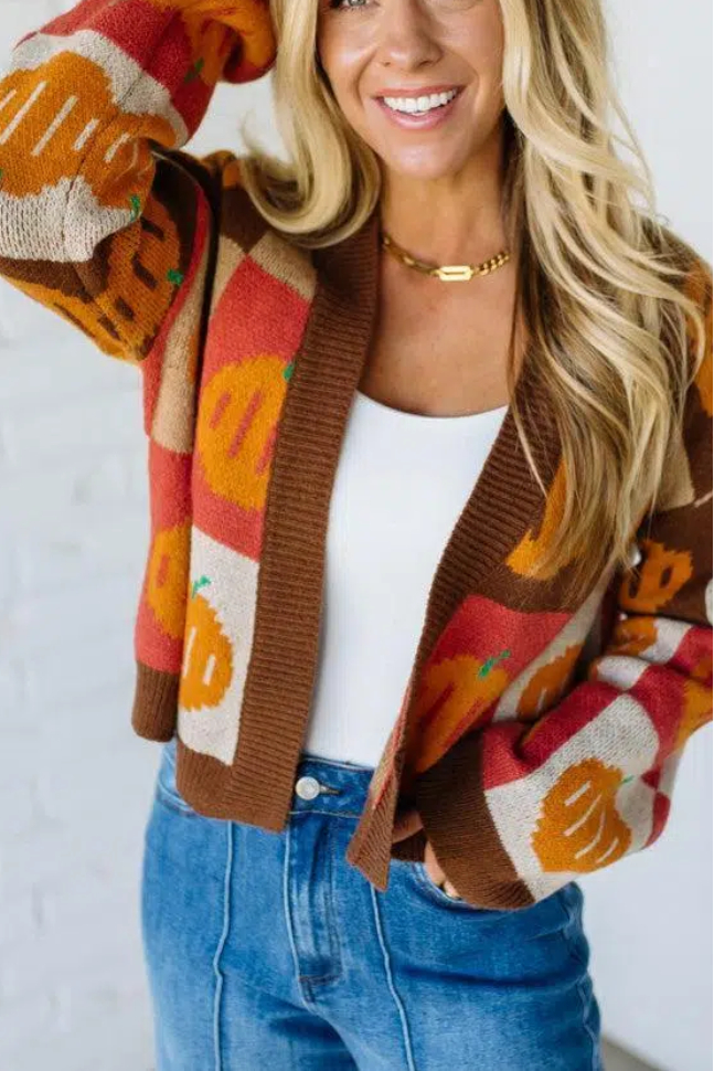 Mod Pumpkin Crop Cardigan