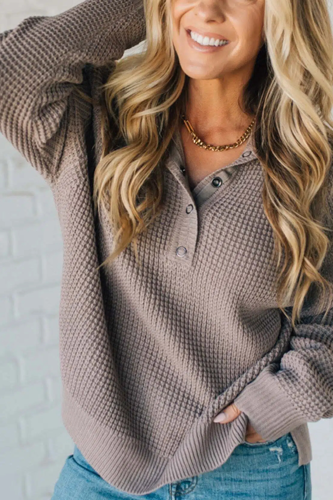 Quarter Snap Henley Waffled Sweater