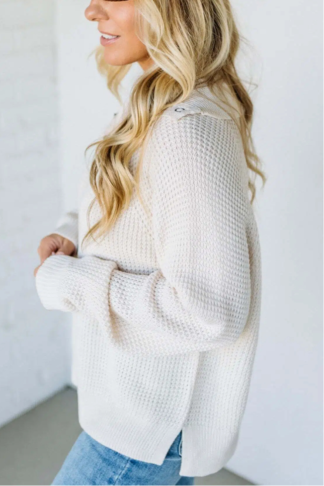Quarter Snap Henley Waffled Sweater