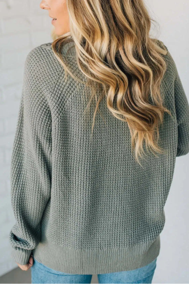 Quarter Snap Henley Waffled Sweater