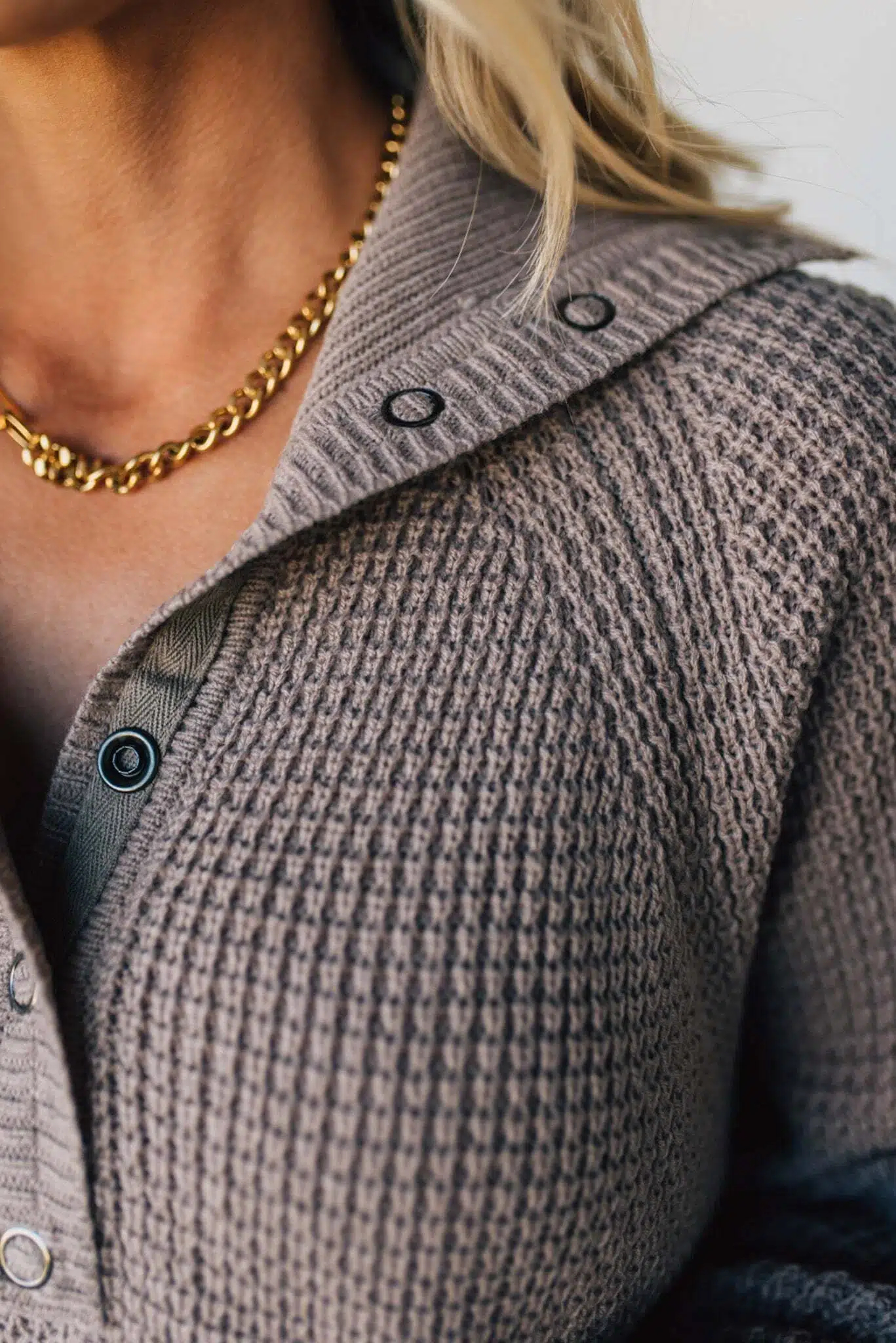 Quarter Snap Henley Waffled Sweater