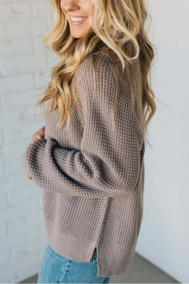 Quarter Snap Henley Waffled Sweater