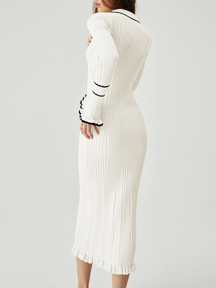 Women's Half Button Collar Sweater Dress