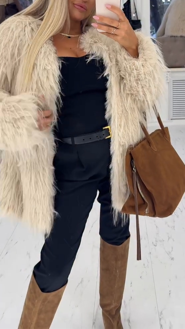 Women Wool Top Solid Color Temperament Casual Coat