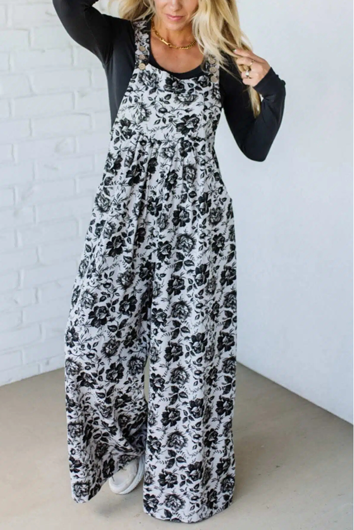 Antiqued Rose Wide Leg Overalls