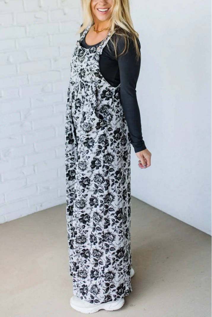 Antiqued Rose Wide Leg Overalls