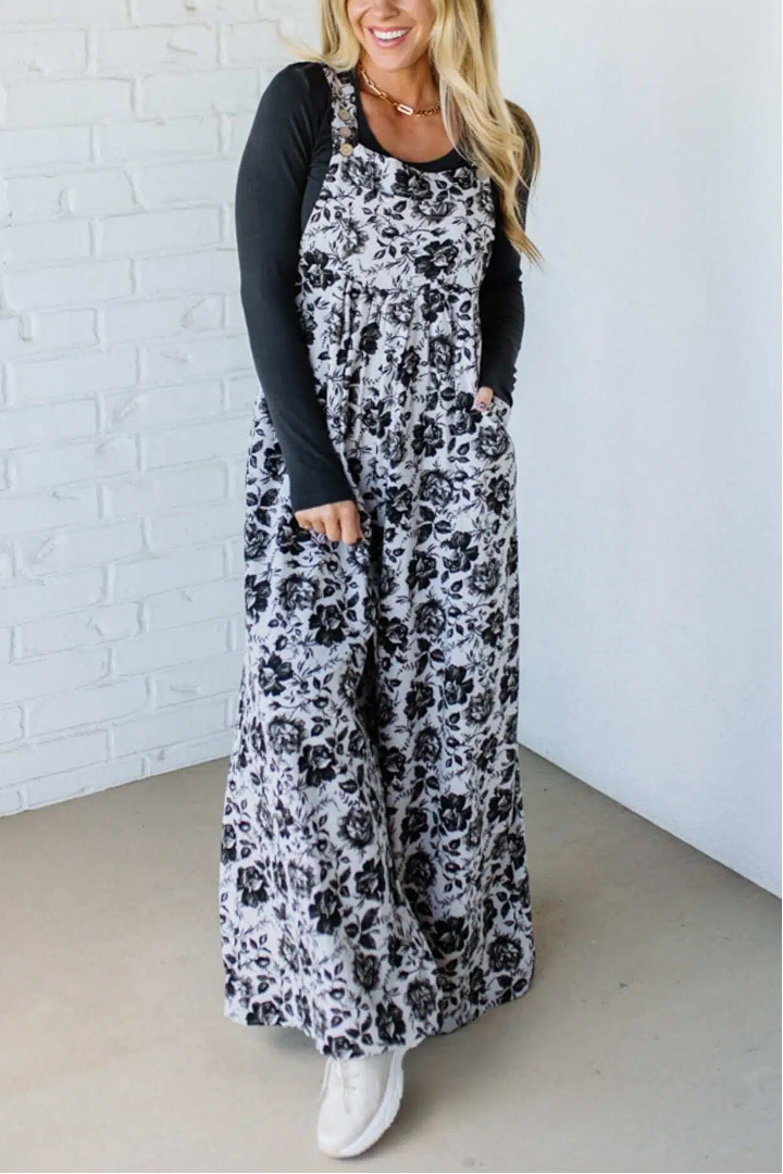 Antiqued Rose Wide Leg Overalls