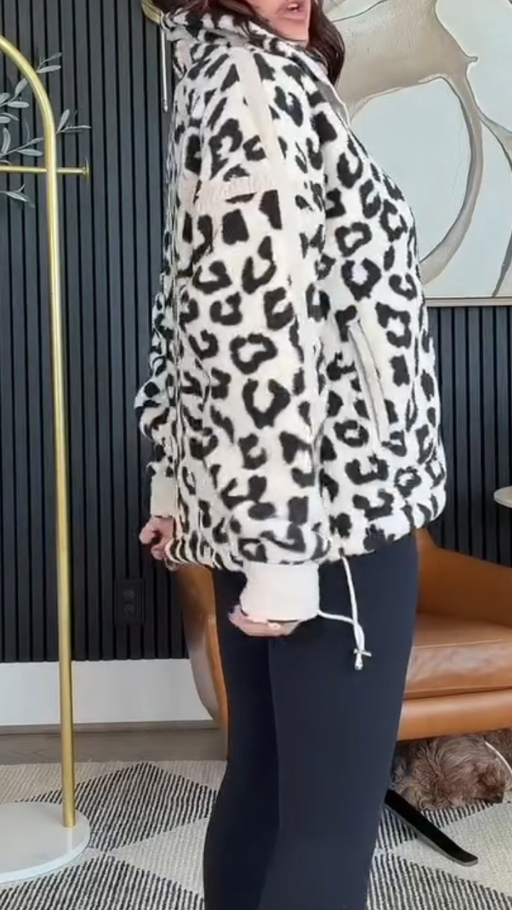 Women Lapel Half-zip Printed Casual Sweatshirt